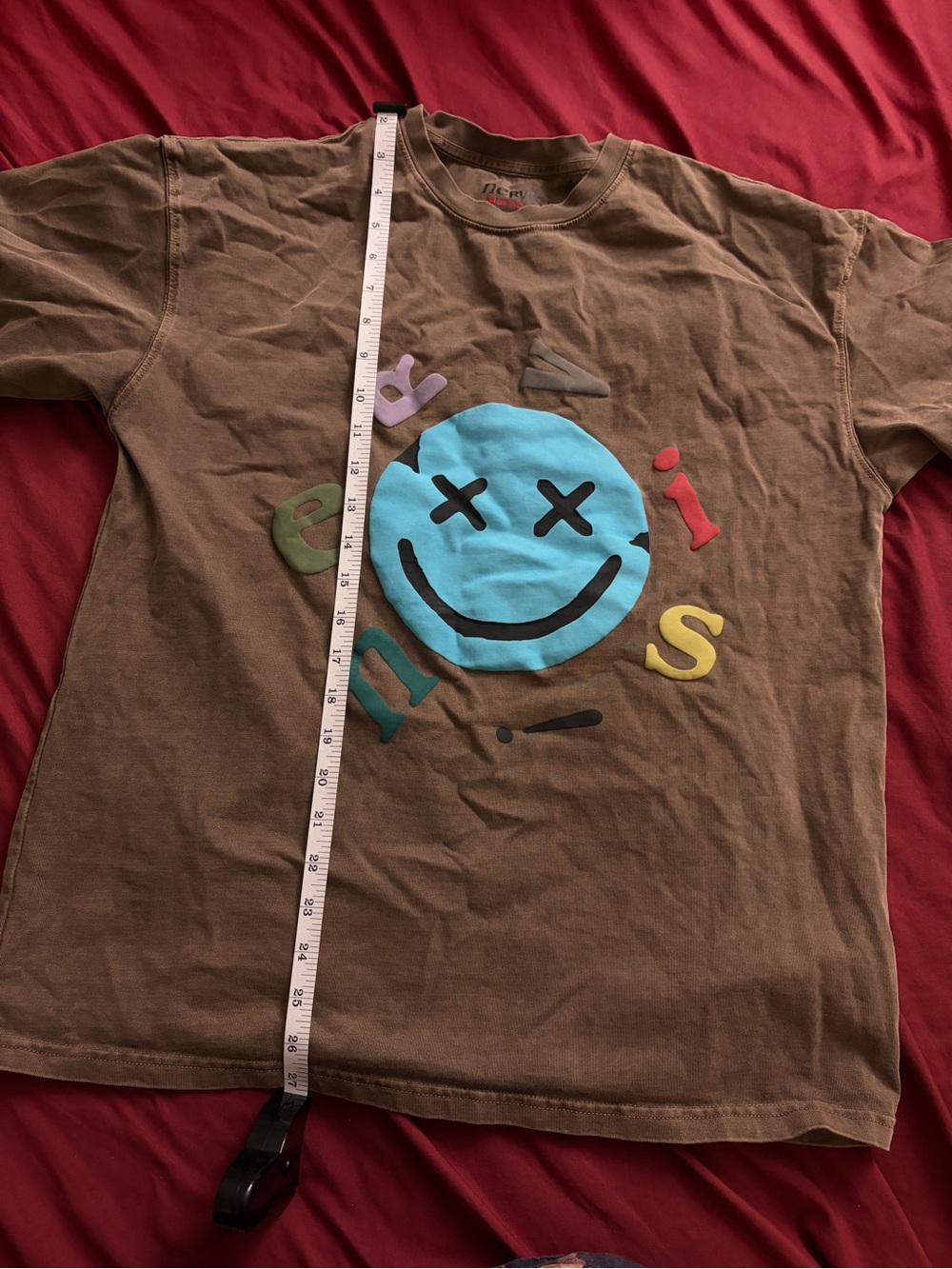 Brown Graphic Smile Tee with Blue Face